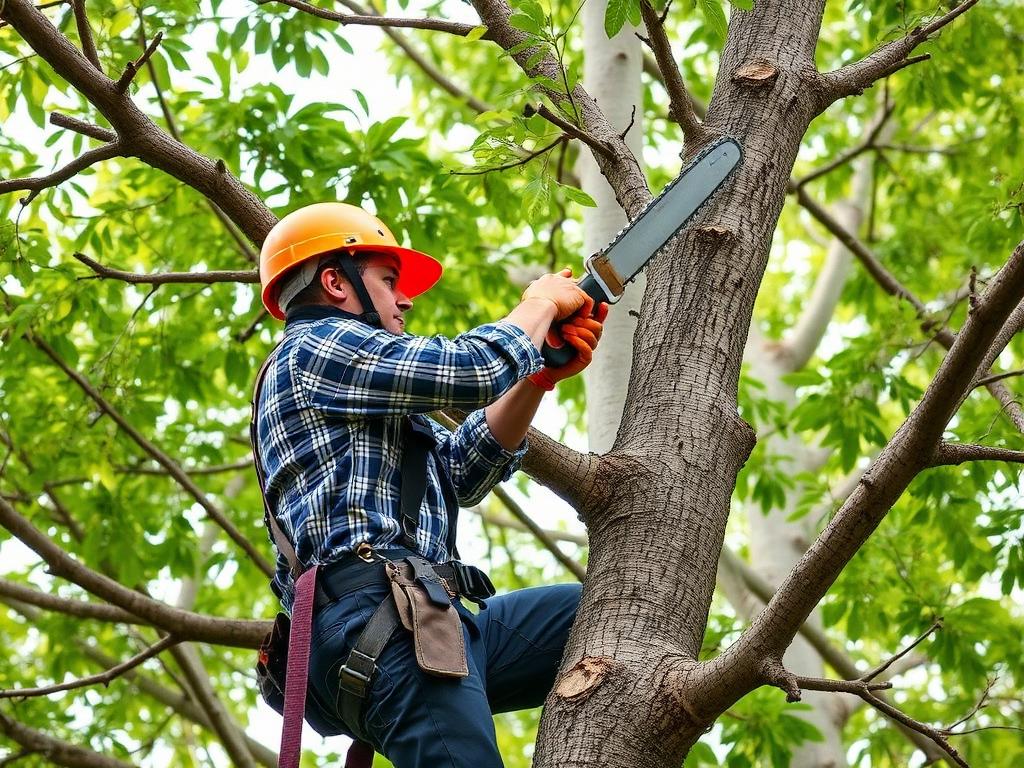 Taille d'arbre par un élagueur professionnel