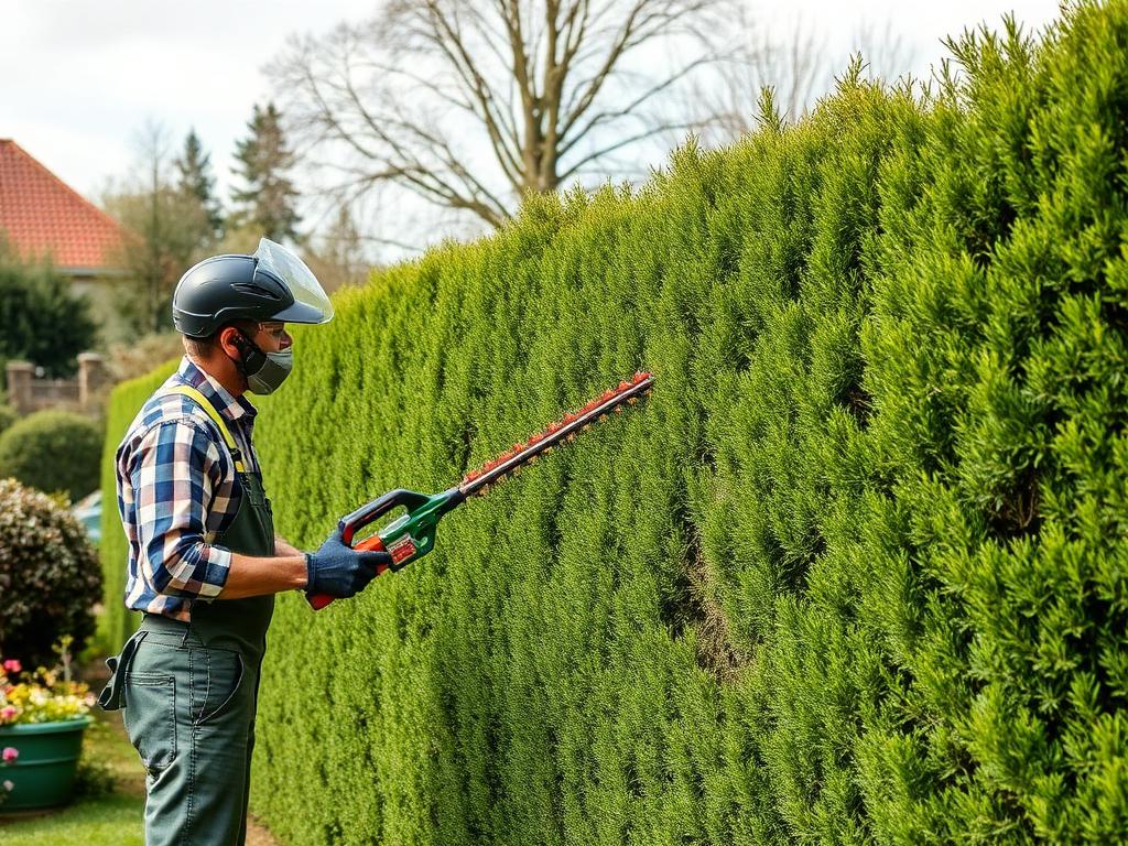 Taille de haie au cordeau dans le Val-d'Oise